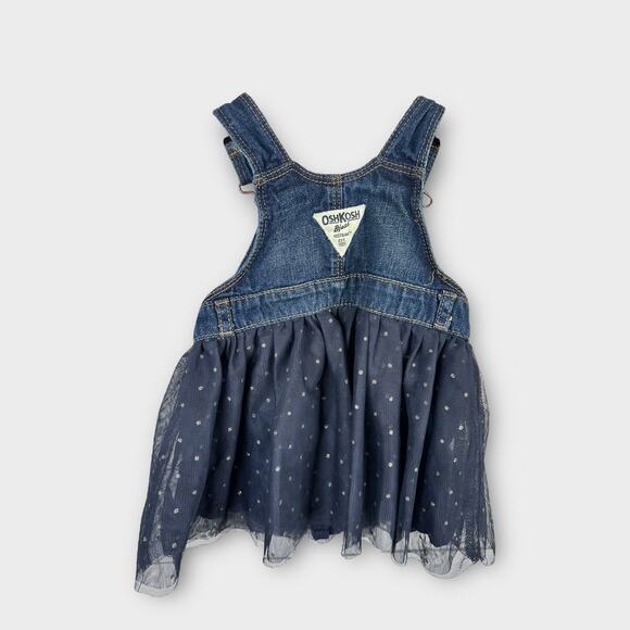 Osh Gosh B'gosh Baby Girls size 9M Tulle Vestbak Bib Overall Dress Blue - Picture 2 of 4